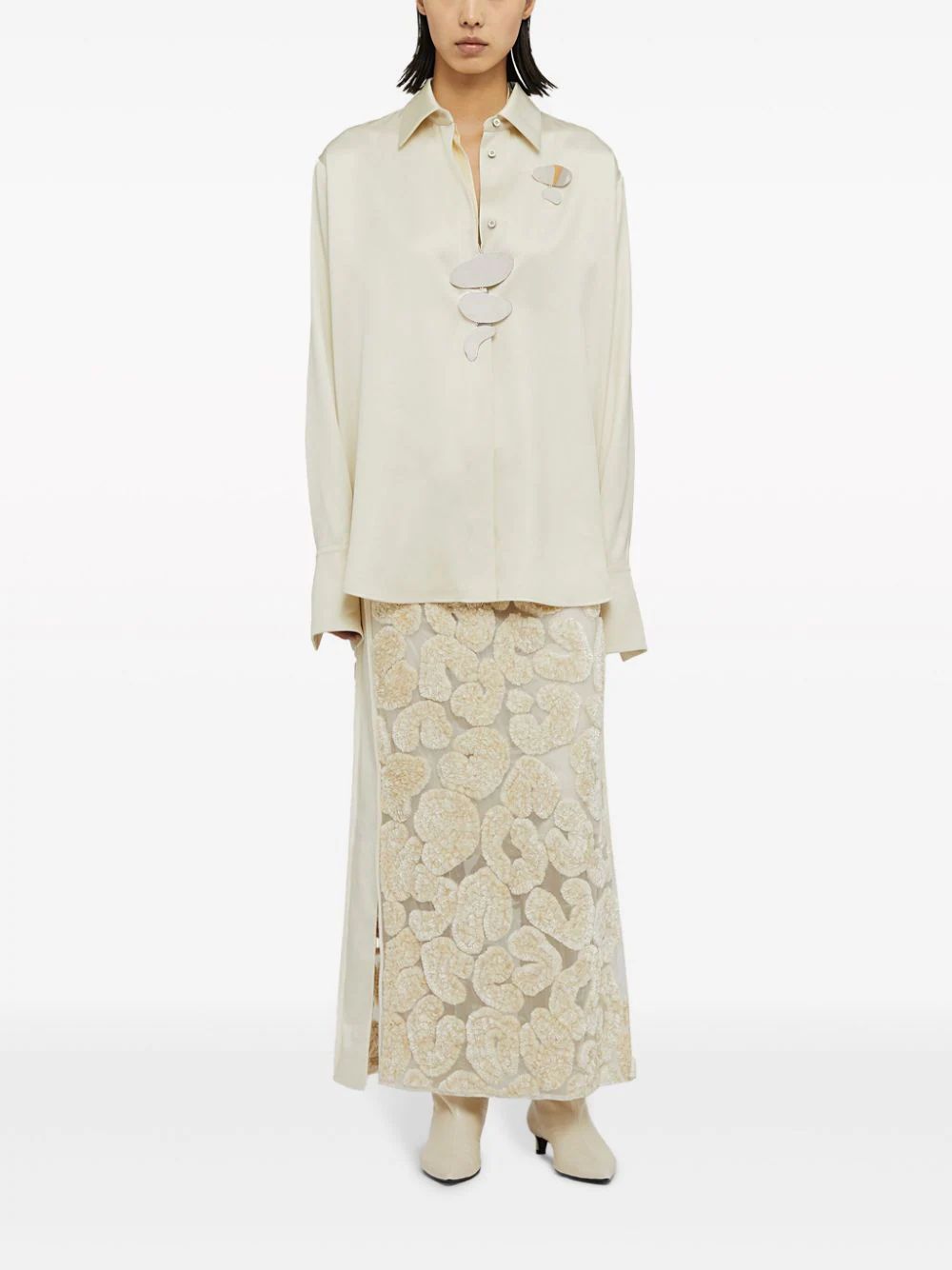 JIL SANDER Women's Beige Viscose and Silk Shirt for SS24