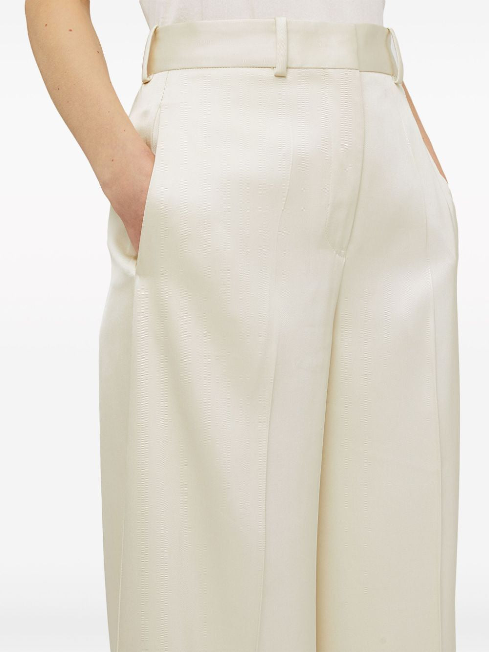 JIL SANDER Beige Wide-Leg Tailored Trousers for Women