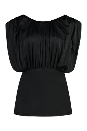 JIL SANDER Black Gathered Viscose Top for Women - SS24 Collection