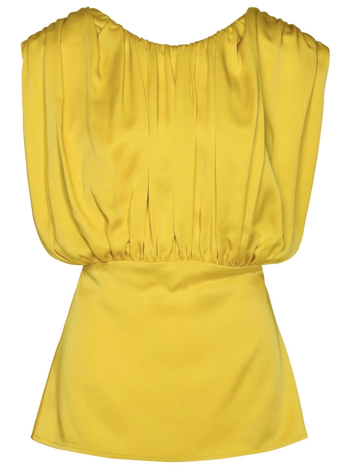 JIL SANDER Green-Yellow Back Slit Gathered Top for Women