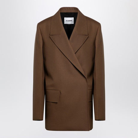 JIL SANDER Oversized Brown Wool Double-Breasted Jacket for Women