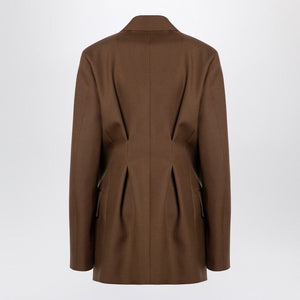 JIL SANDER Oversized Brown Wool Double-Breasted Jacket for Women