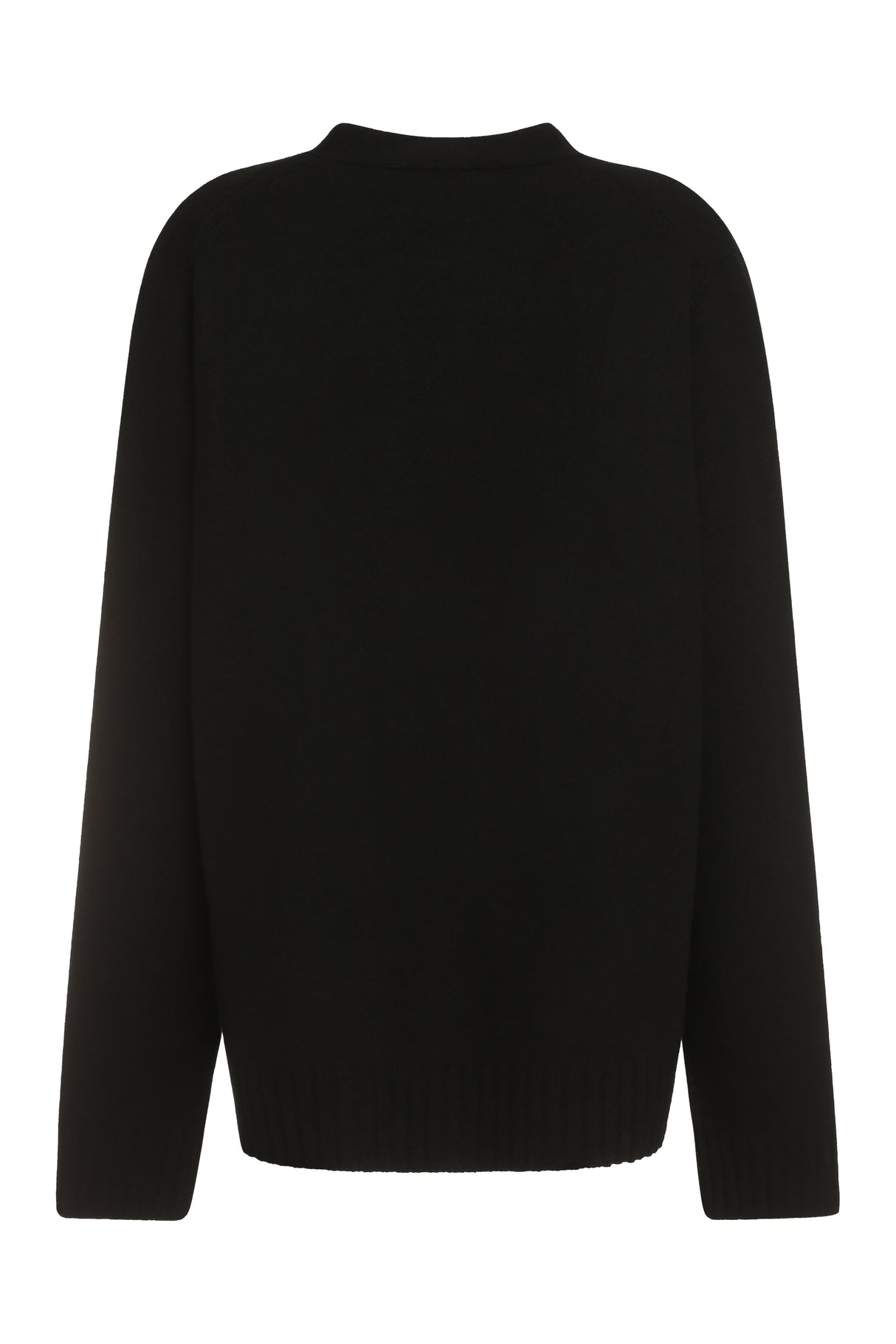 JIL SANDER Black Wool Dropped Shoulder Cardigan - Women's Box Fit - Carryover Collection