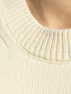 JIL SANDER Luxury Neutral Wool-Cashmere Sweater with Drop Shoulders