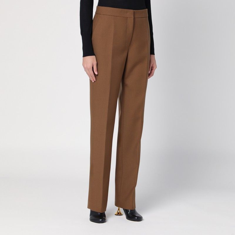 JIL SANDER Brown Wool Trousers for Women - Fall/Winter 2024