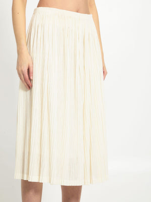 JIL SANDER Ivory Pleated Midi Skirt for Women