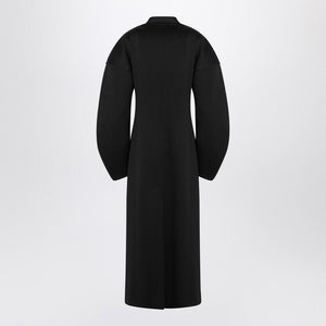 JIL SANDER Double-Breasted Flared Jacket in Black Virgin Wool