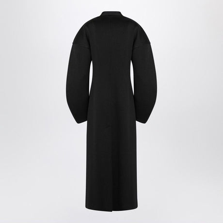 JIL SANDER Double-Breasted Flared Jacket in Black Virgin Wool