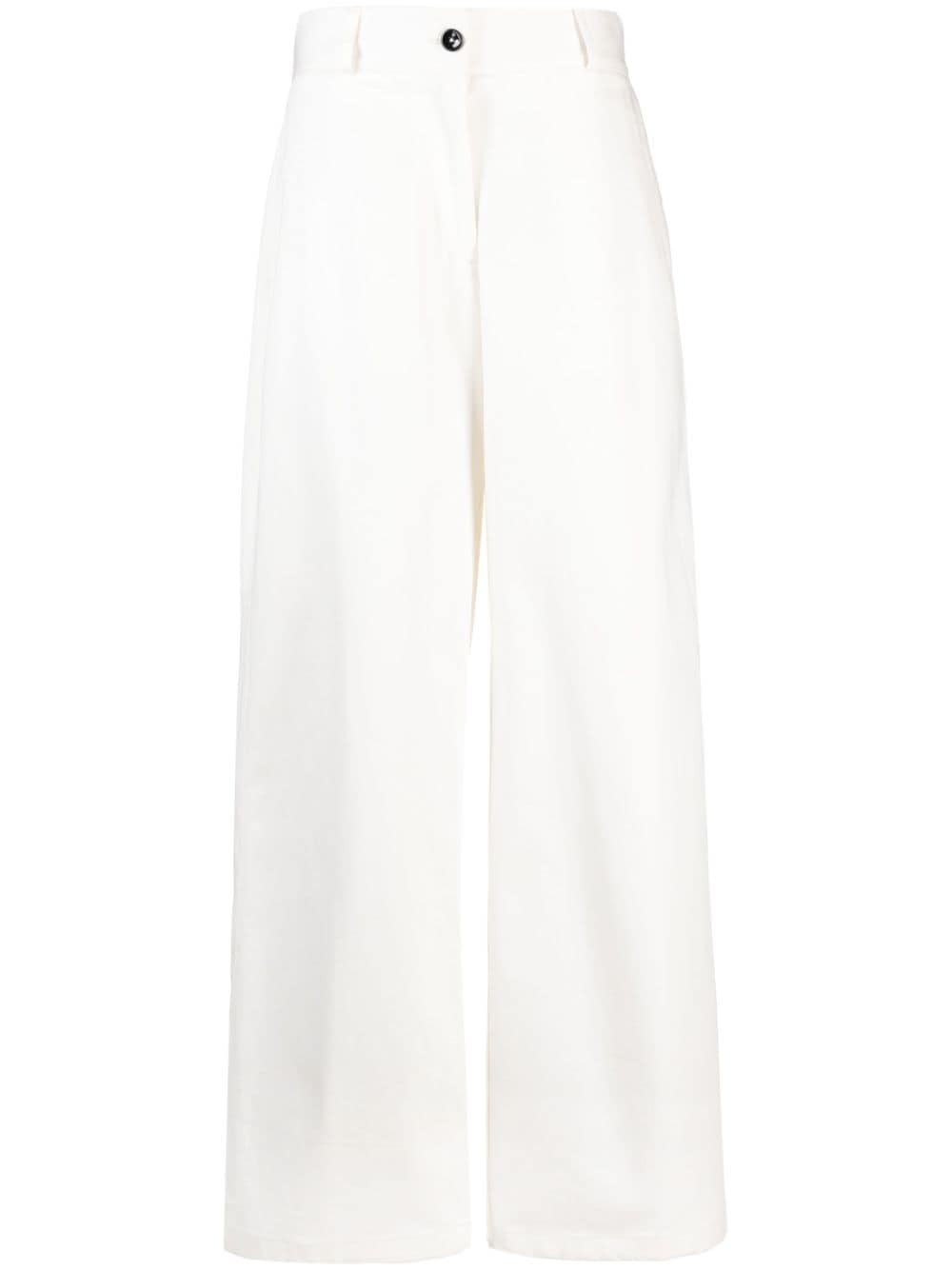 JIL SANDER High-Waisted Wide Leg Cotton Trousers - White