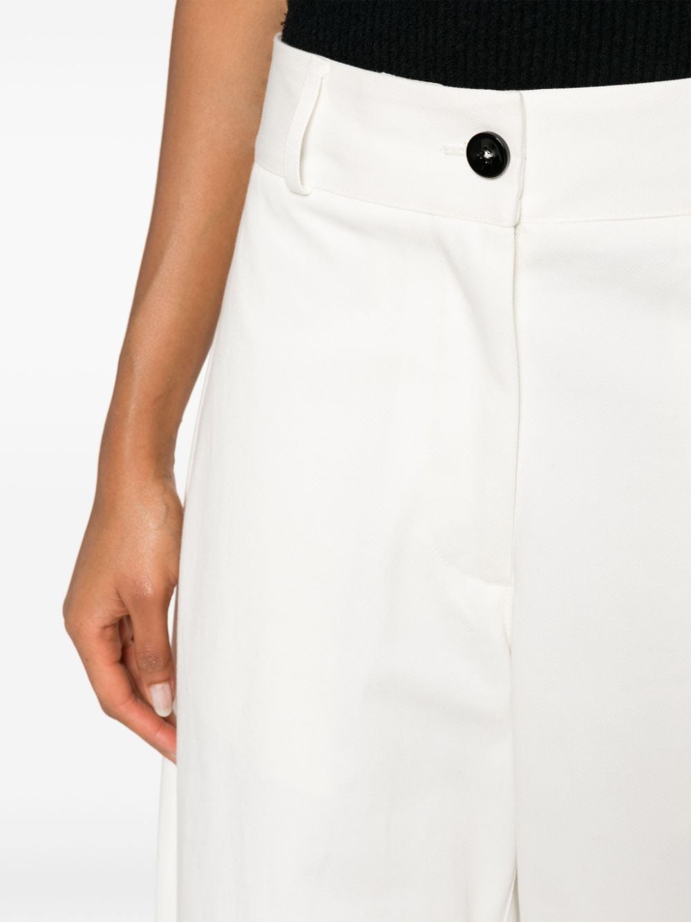 JIL SANDER High-Waisted Wide Leg Cotton Trousers - White