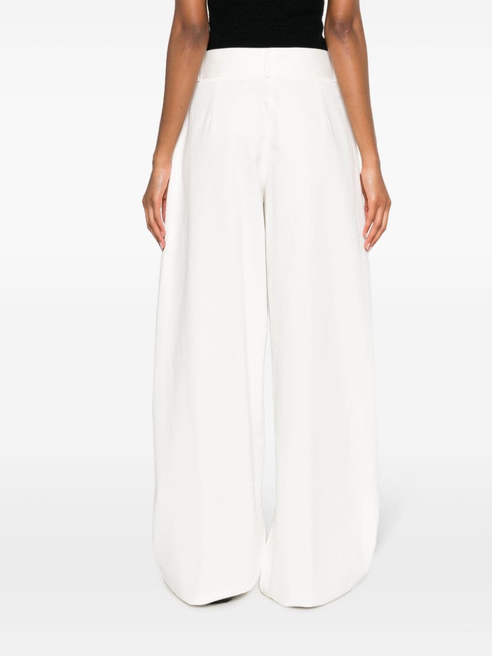 JIL SANDER High-Waisted Wide Leg Cotton Trousers - White