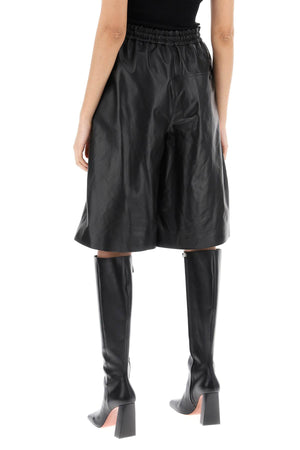 JIL SANDER High Waisted Black Bermuda Shorts in Luxurious Nappa Leather for Women