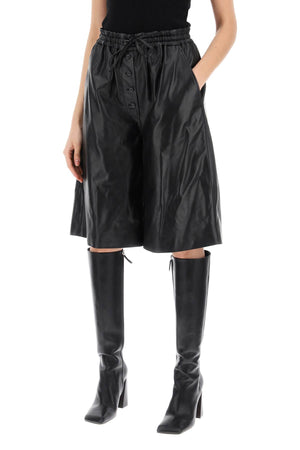 JIL SANDER High Waisted Black Bermuda Shorts in Luxurious Nappa Leather for Women