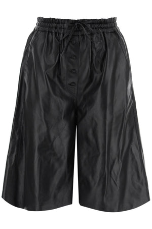 JIL SANDER High Waisted Black Bermuda Shorts in Luxurious Nappa Leather for Women