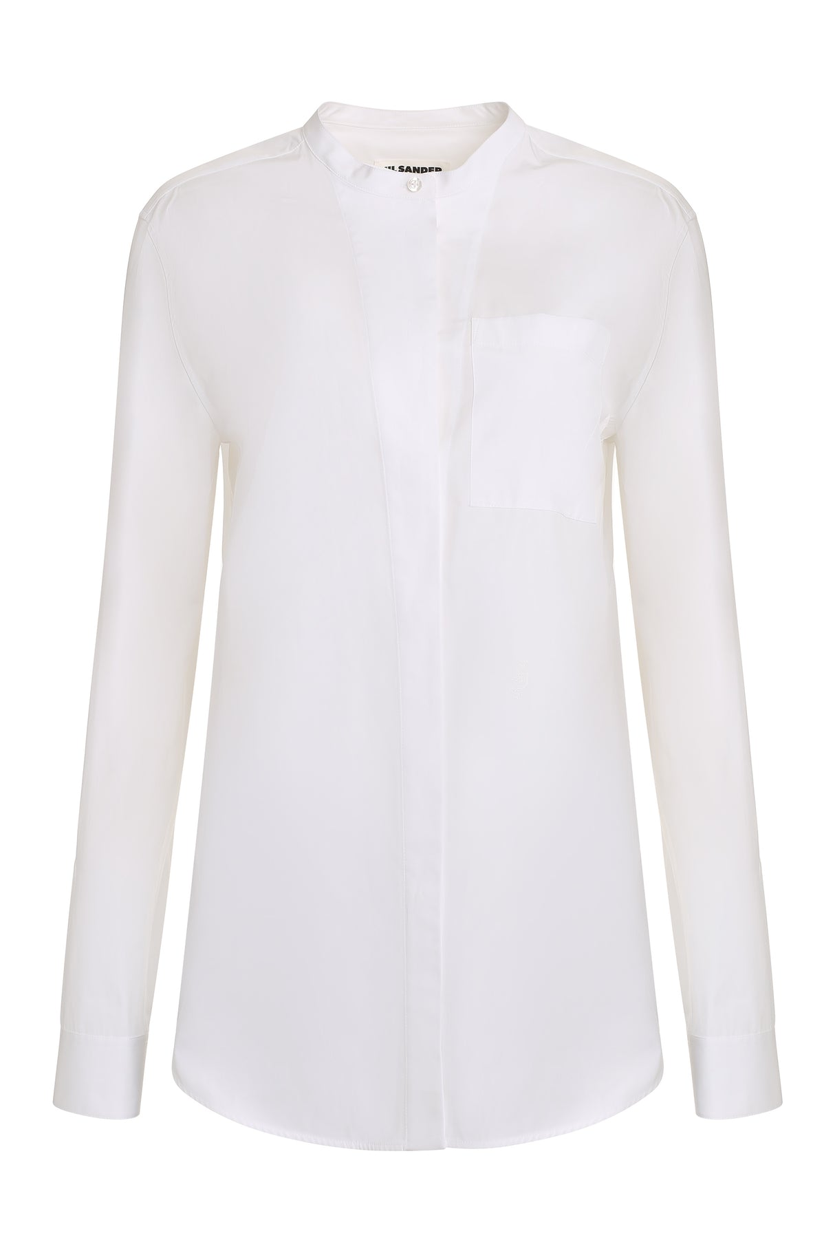 JIL SANDER White Cotton Shirt with Front Pocket and Rounded Hem for Women - SS24