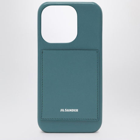 JIL SANDER Luxe Lagoon-Colored iPhone 15 Pro Max Cover with Card Pocket