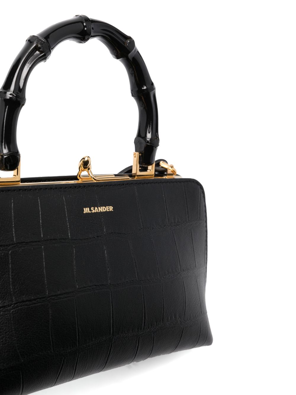 JIL SANDER Elegant Mini Black Leather Crossbody with Bamboo Handle