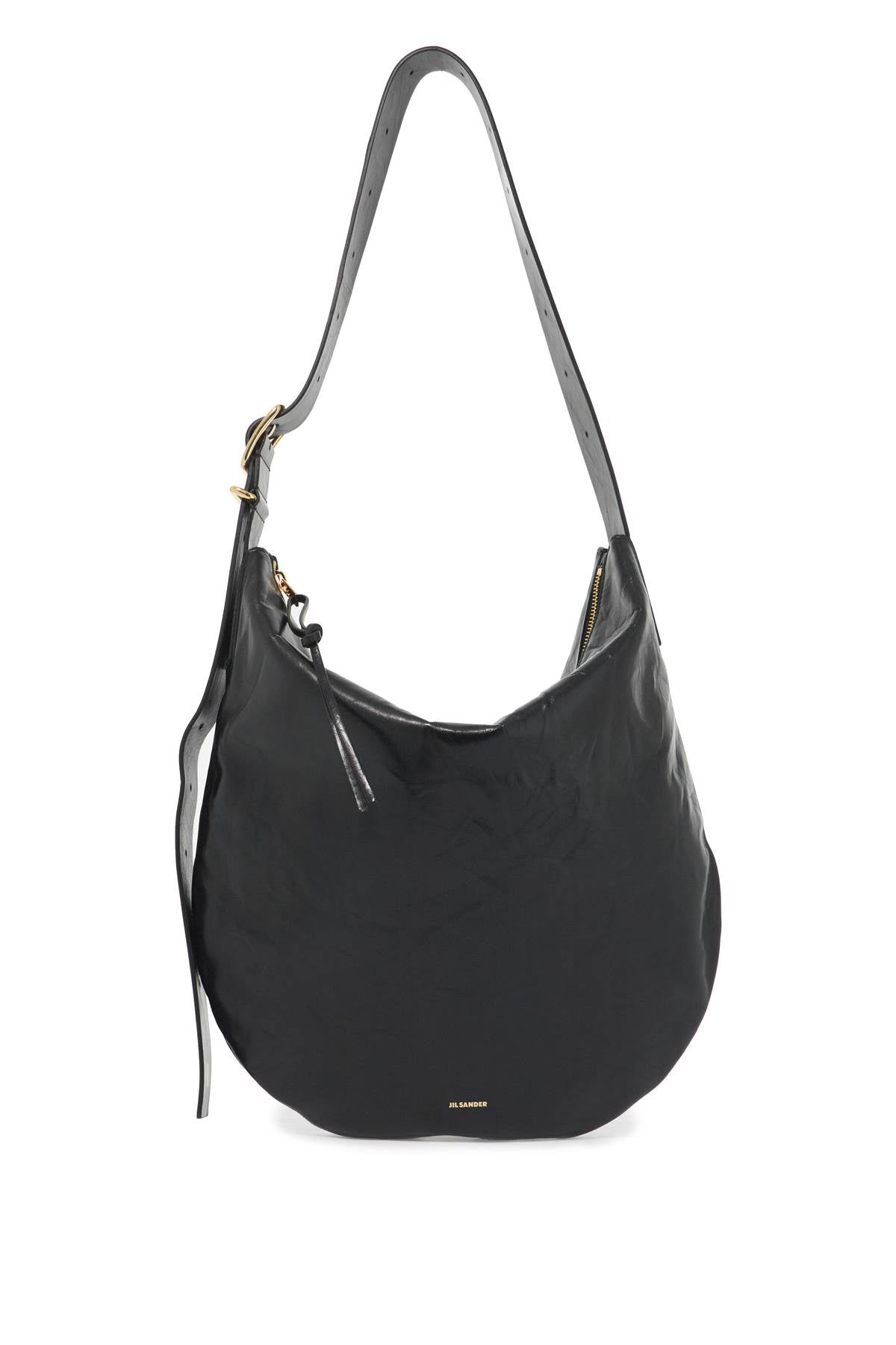 JIL SANDER Elegant Medium Moon Leather Shoulder Bag