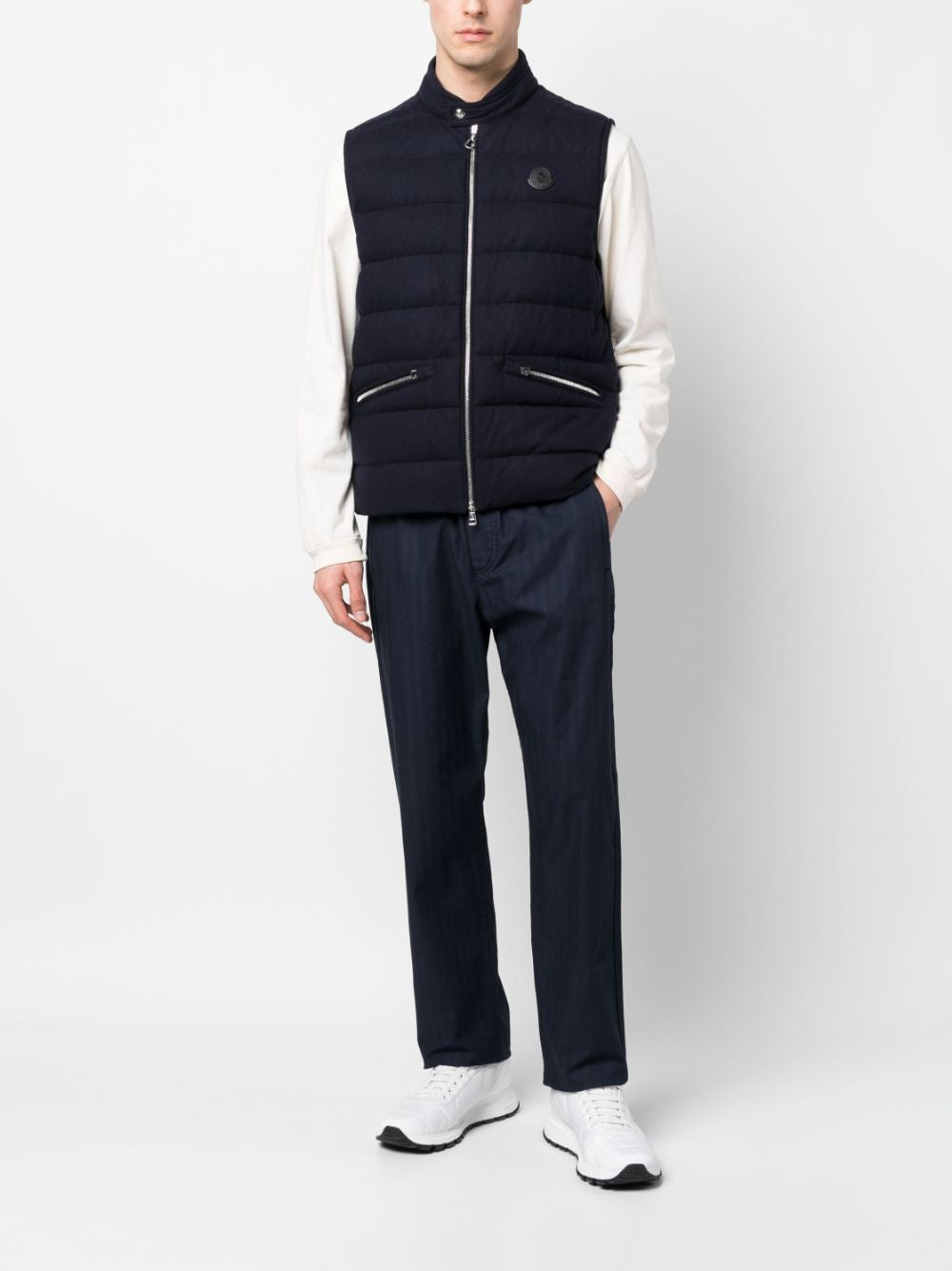 MONCLER Sleeveless Padded Jacket in Navy Blue