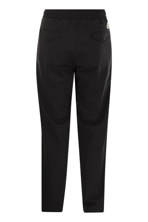 MONCLER Black Wool Gabardine Joggers for Men