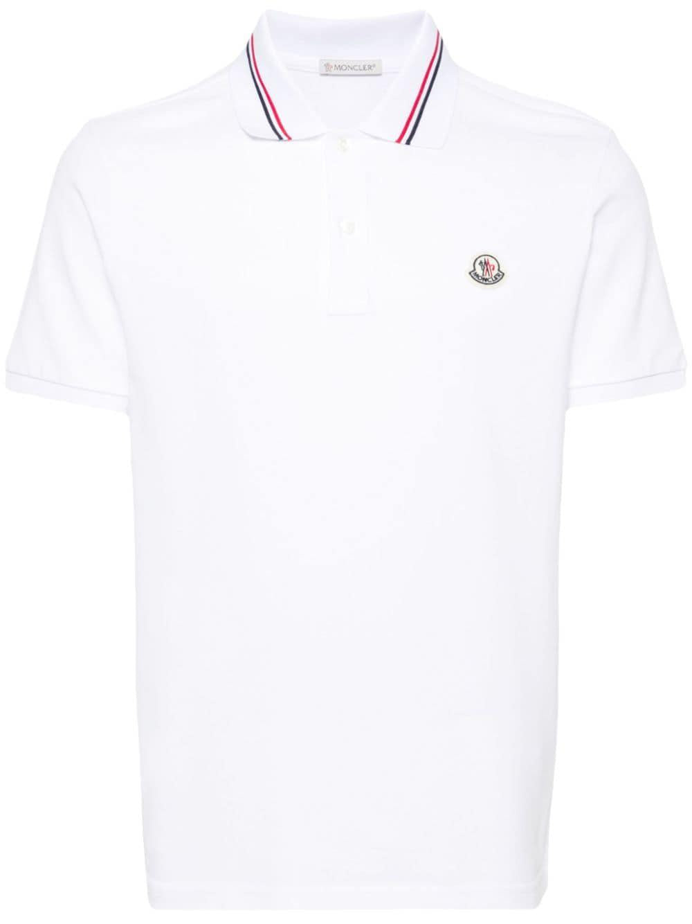 MONCLER Men's White Short Sleeve Polo Shirt for Spring/Summer 2024