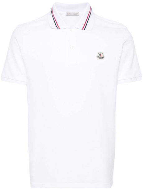 MONCLER Men's White Short Sleeve Polo Shirt for Spring/Summer 2024