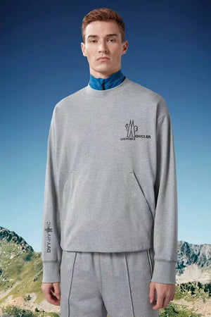 MONCLER Men's Medium Grey Cotton Sweatshirt for SS24