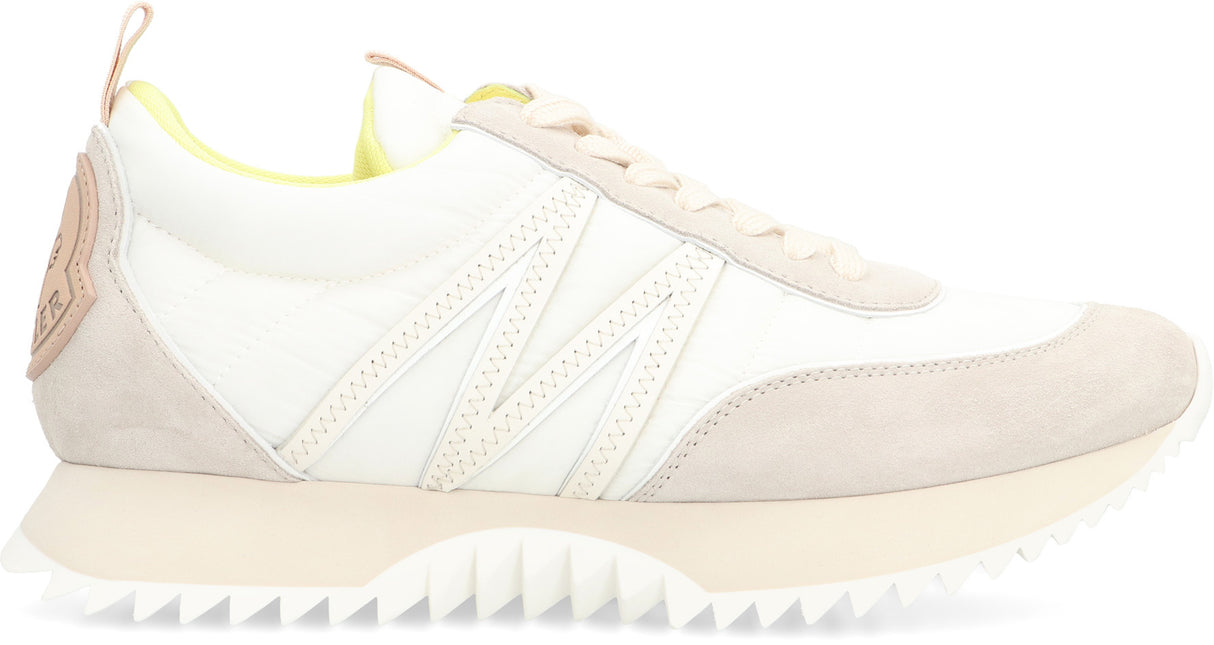 MONCLER White Low-Top Sneakers with Leather Inserts for Women