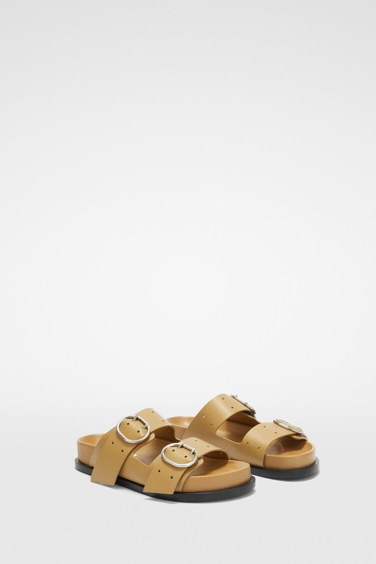 JIL SANDER Chic Flat Sandals with Silver Buckle Straps