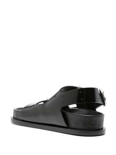 JIL SANDER Leather Slingback Sandals with Perforated Detailing