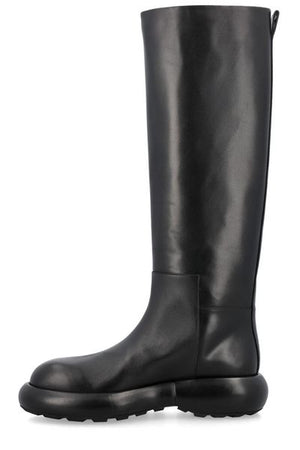 JIL SANDER Timeless Louche Sophistication: Full Grain Leather Knee High Boots