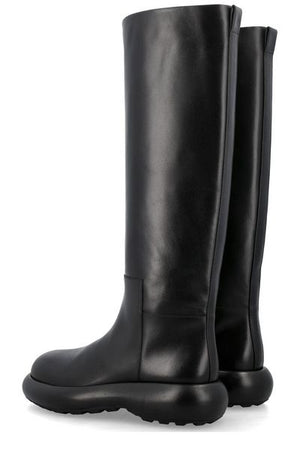 JIL SANDER Timeless Louche Sophistication: Full Grain Leather Knee High Boots