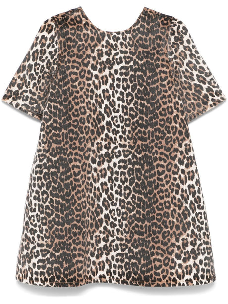 GANNI Leopard Print Denim Mini Dress for Women