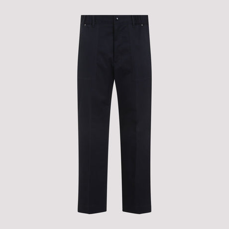 MONCLER Elegant Navy Blue Cotton Blend Trousers