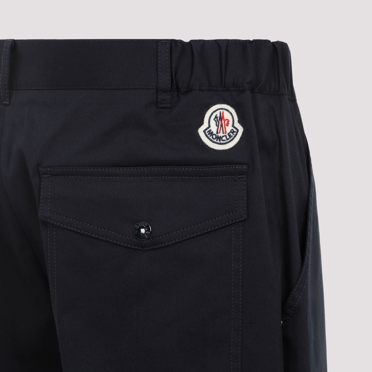 MONCLER Elegant Navy Blue Cotton Blend Trousers