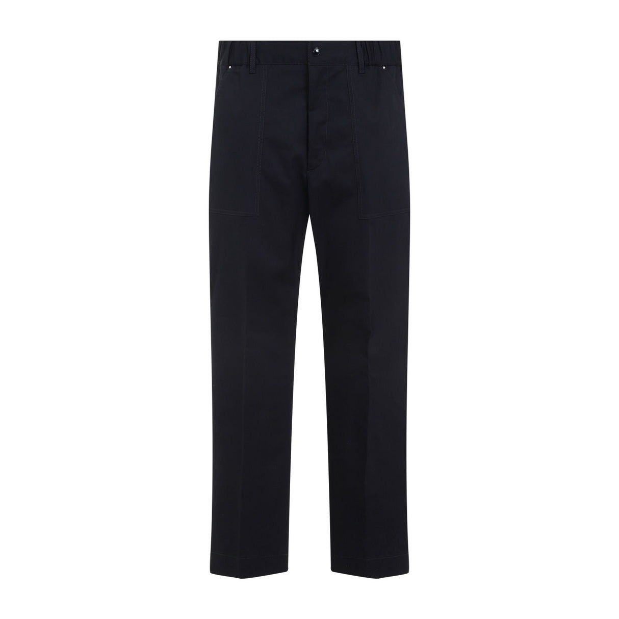 MONCLER Elegant Navy Blue Cotton Blend Trousers