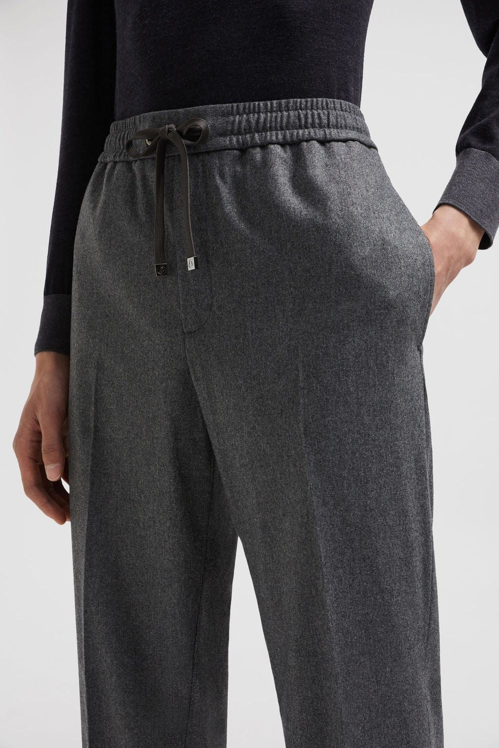 MONCLER Luxury Cashmere-Blend Grey Trousers