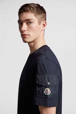 MONCLER Contemporary Cotton Tee with Nylon Detailing