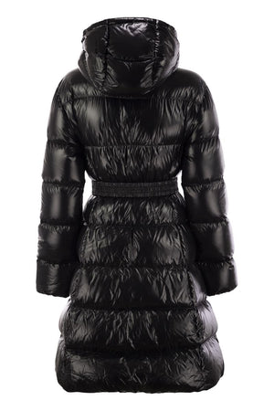 MONCLER Elegant Long Hooded Down Jacket