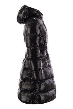 MONCLER Elegant Long Hooded Down Jacket