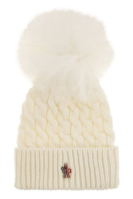 MONCLER GRENOBLE Cozy Wool Knit Beanie with Luxurious Pom-Pom