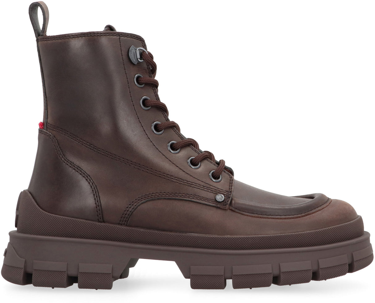 MONCLER Classic Leather Lace-Up Boots for Men