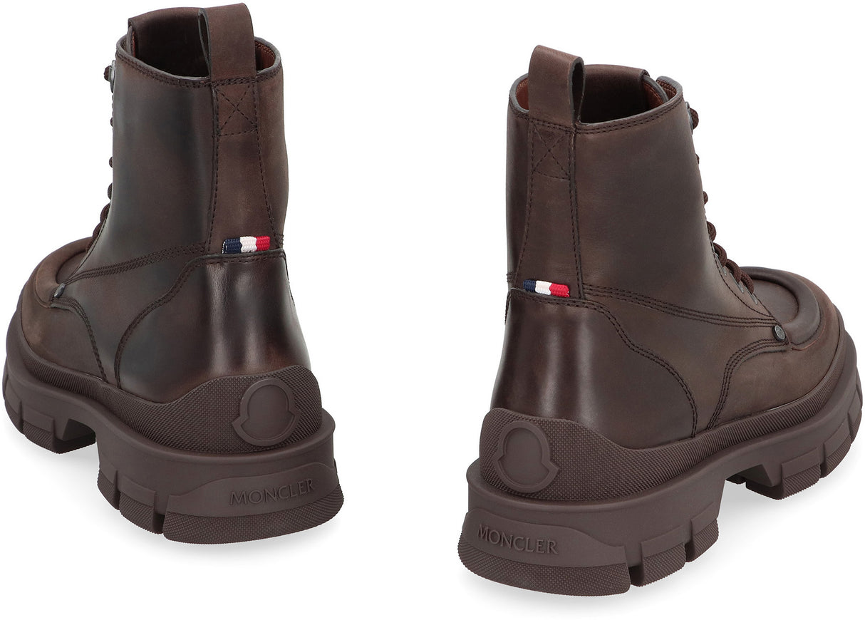 MONCLER Classic Leather Lace-Up Boots for Men