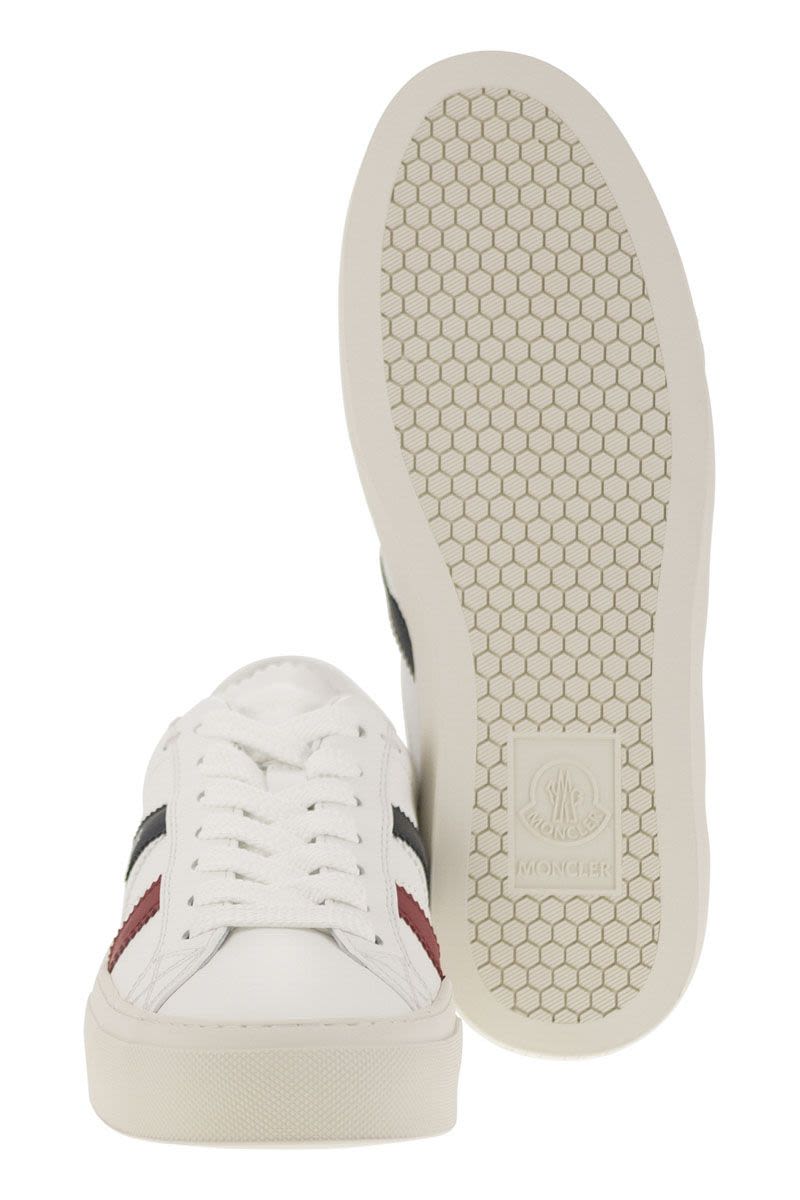 MONCLER Elegant Monaco2 Leather Sneakers with Detailed Craftsmanship, Sole Height 3 cm