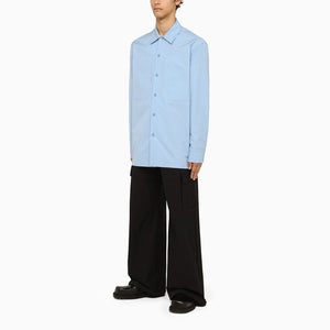 JIL SANDER Light Blue Oversize Cotton Shirt with Pockets for Men SS24