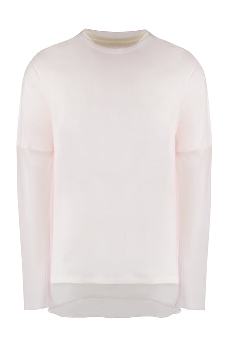 JIL SANDER Layered Cotton T-Shirt with Tulle Top Layer for Men - White