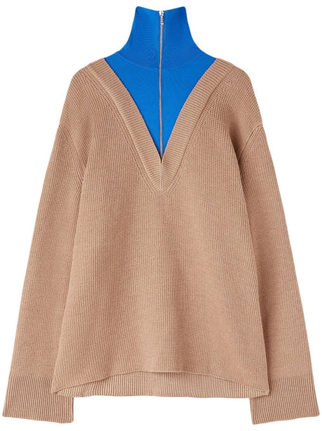 JIL SANDER Oversized Knit Sweater with High Zip Collar - Spring Style