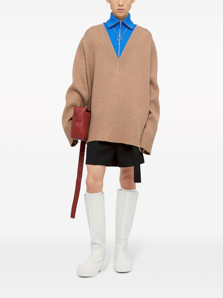 JIL SANDER Oversized Knit Sweater with High Zip Collar - Spring Style