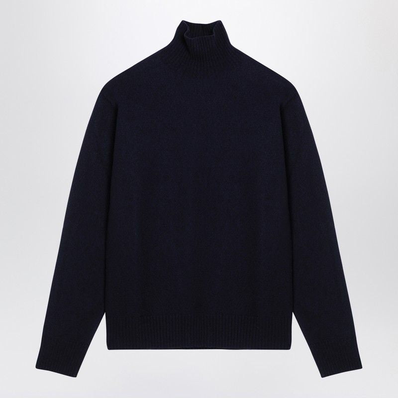 JIL SANDER Men's High Collar Wool Sweater - Straight Cut