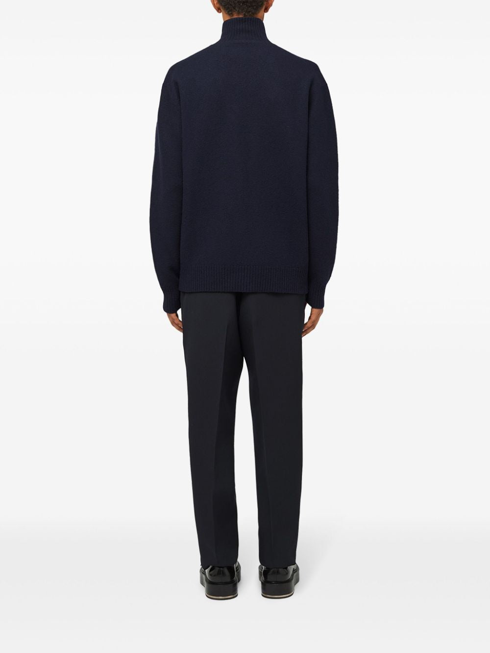 JIL SANDER Men's High Collar Wool Sweater - Straight Cut